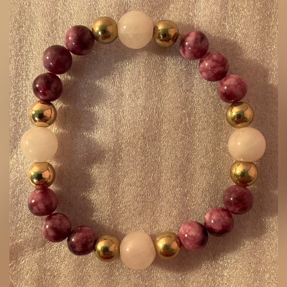 Bracelets purple mica jade / rose quarts
